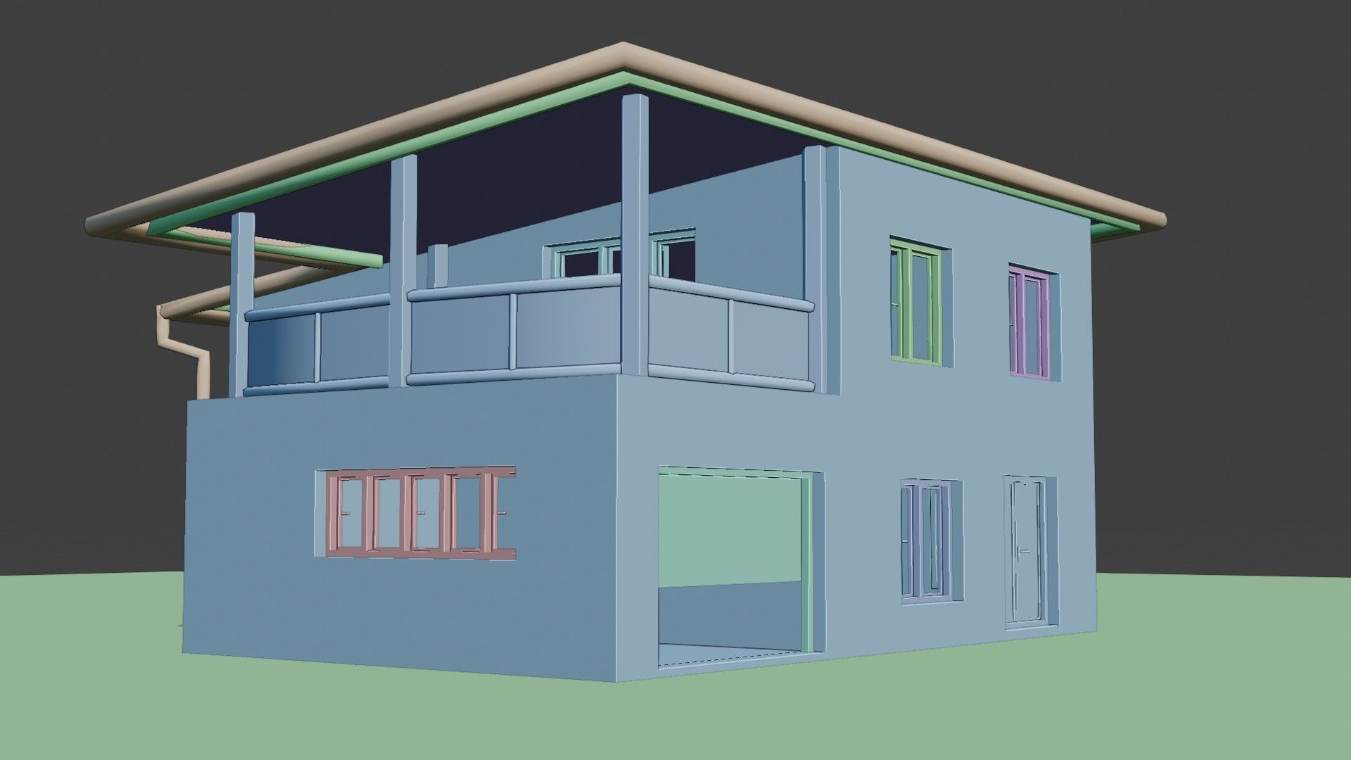 House simply Geometry nodes Blender 3 Low-poly 3D model_11