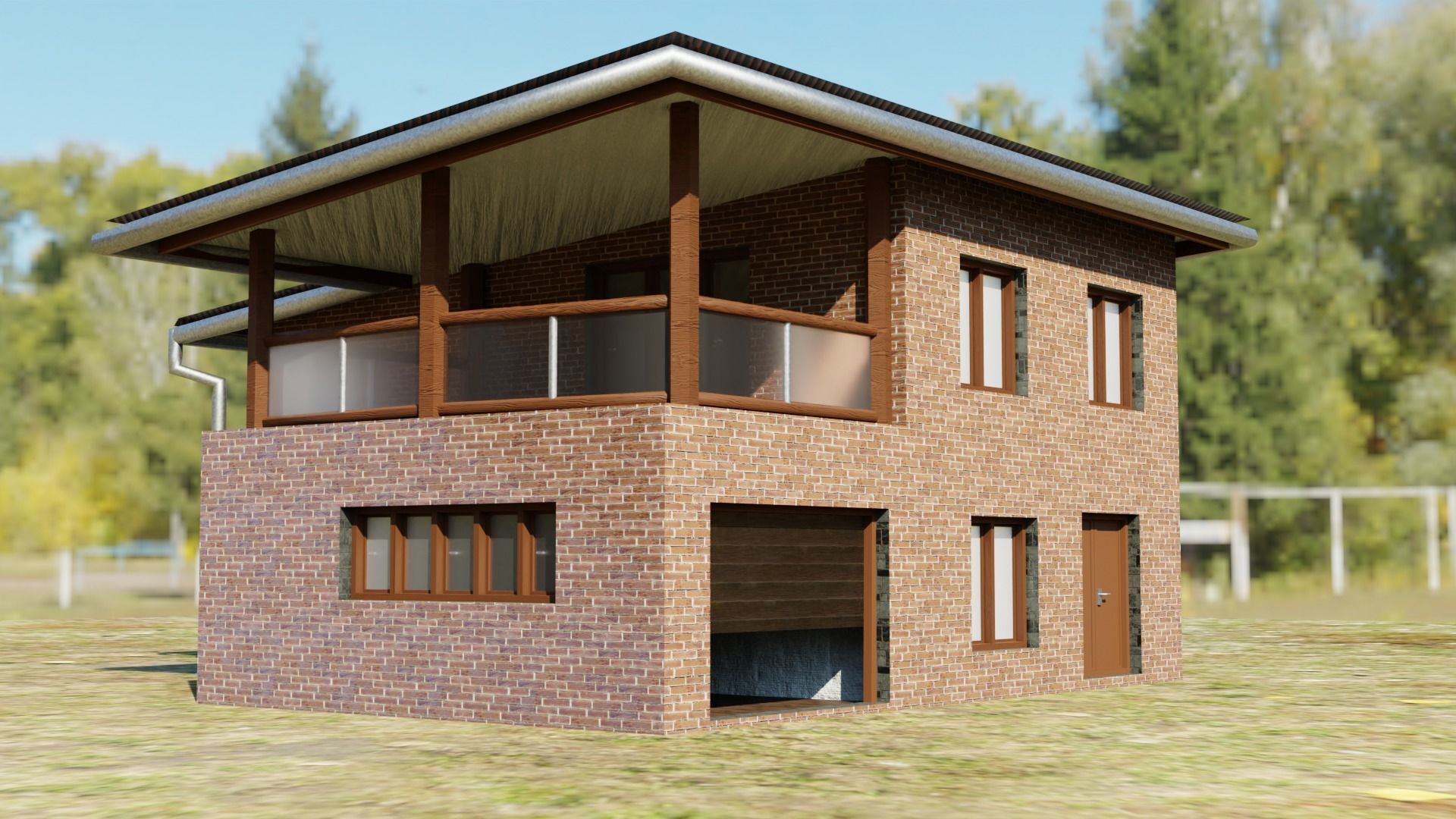 House simply Geometry nodes Blender 3 Low-poly 3D model_6