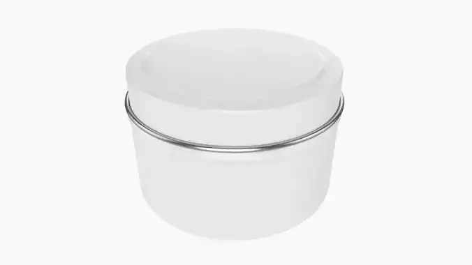 Round empty gift can jar metal painted white 03 3D model
