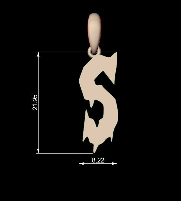 Initial Letters Pendant Frightmare S 3D print model_4