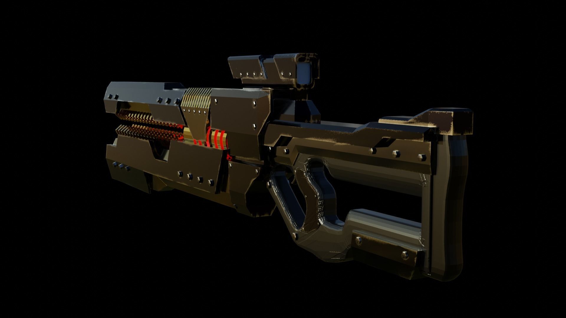 Scifi Gun Low-poly 3D model_3