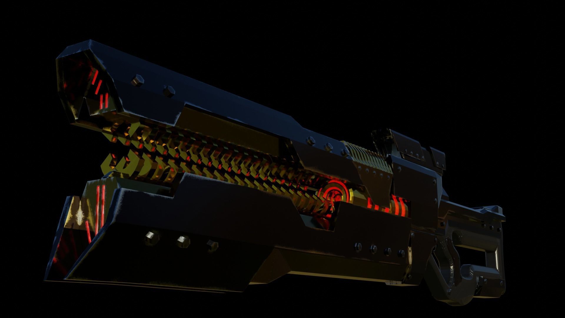 Scifi Gun Low-poly 3D model_1