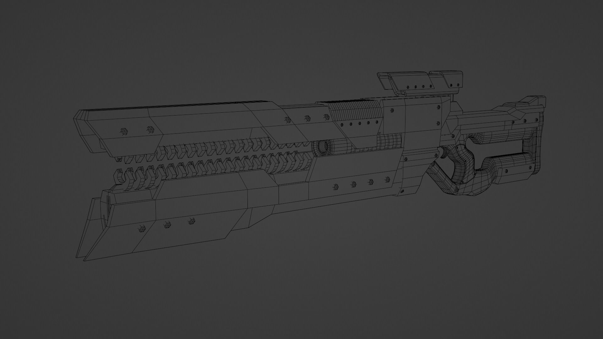 Scifi Gun Low-poly 3D model_7