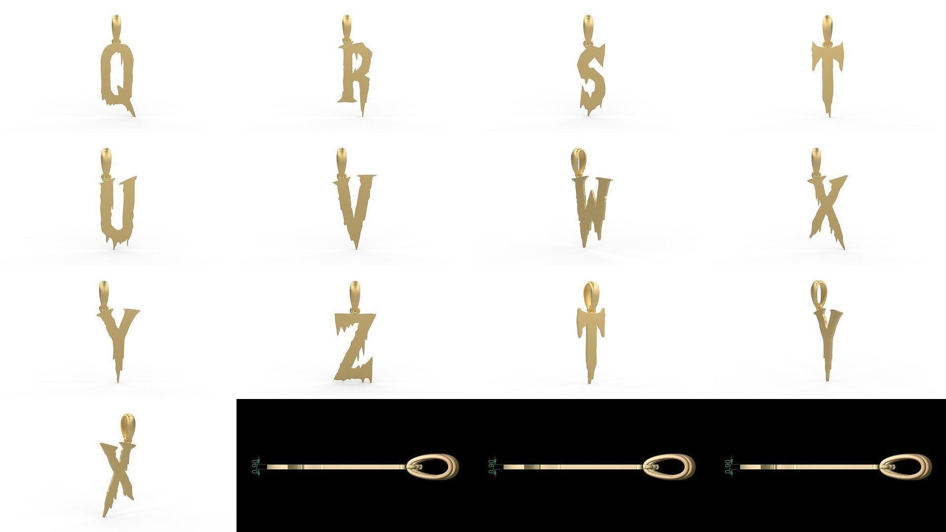 Initial Letters Pendant Alphabets Frightmare 3D Model Collection_1