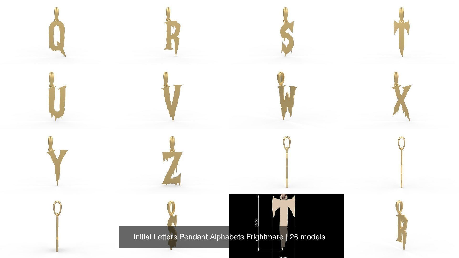 Initial Letters Pendant Alphabets Frightmare 3D Model Collection_2