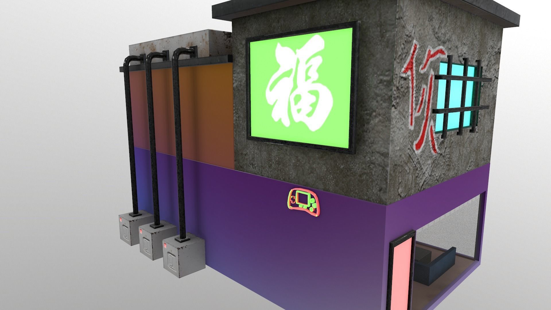 Cyberpunk City - Building 10 Low-poly 3D model_14