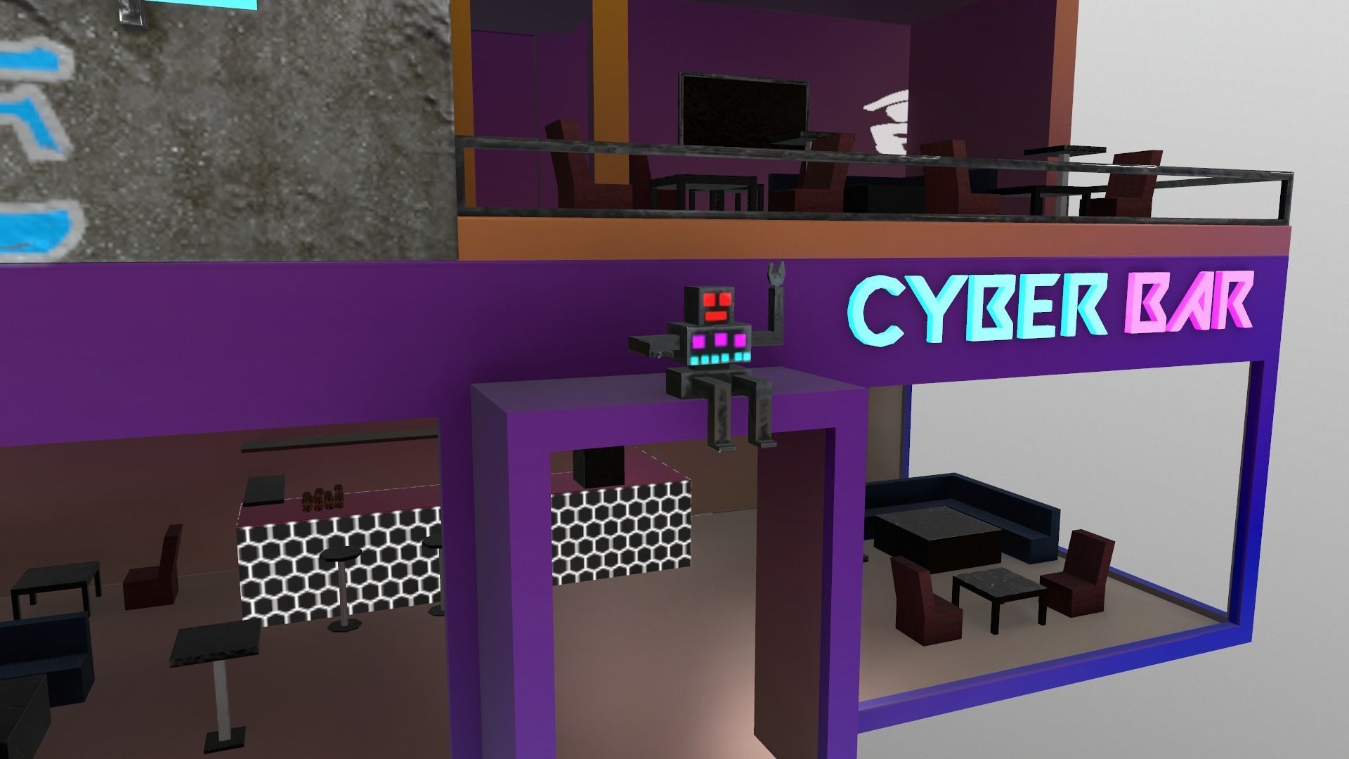 Cyberpunk City - Building 10 Low-poly 3D model_6