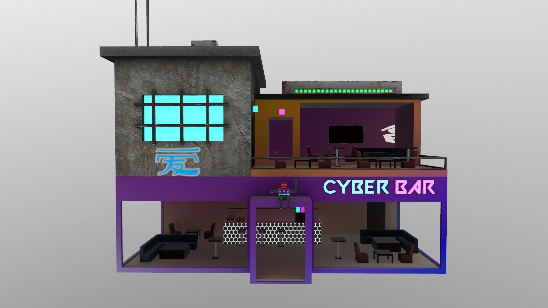 Cyberpunk City - Building 10 Low-poly 3D model_5