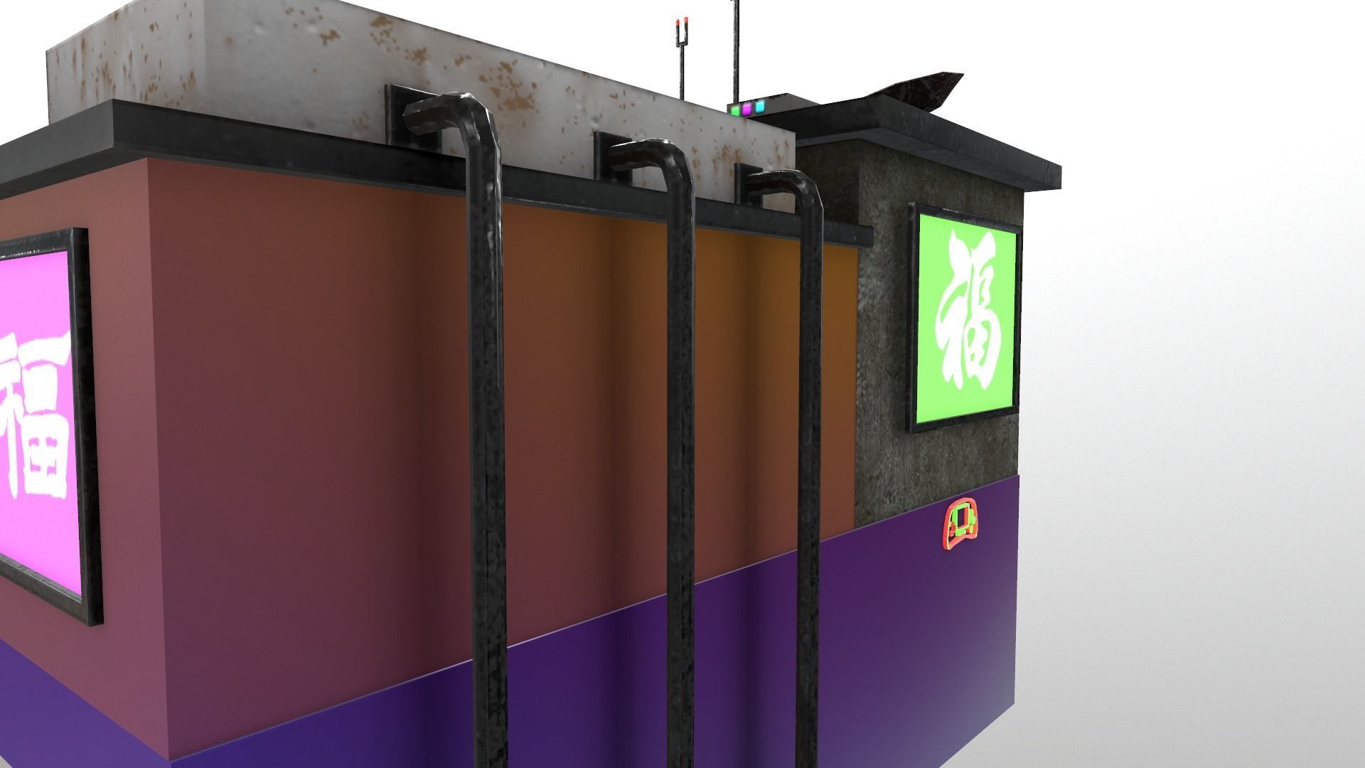 Cyberpunk City - Building 10 Low-poly 3D model_13