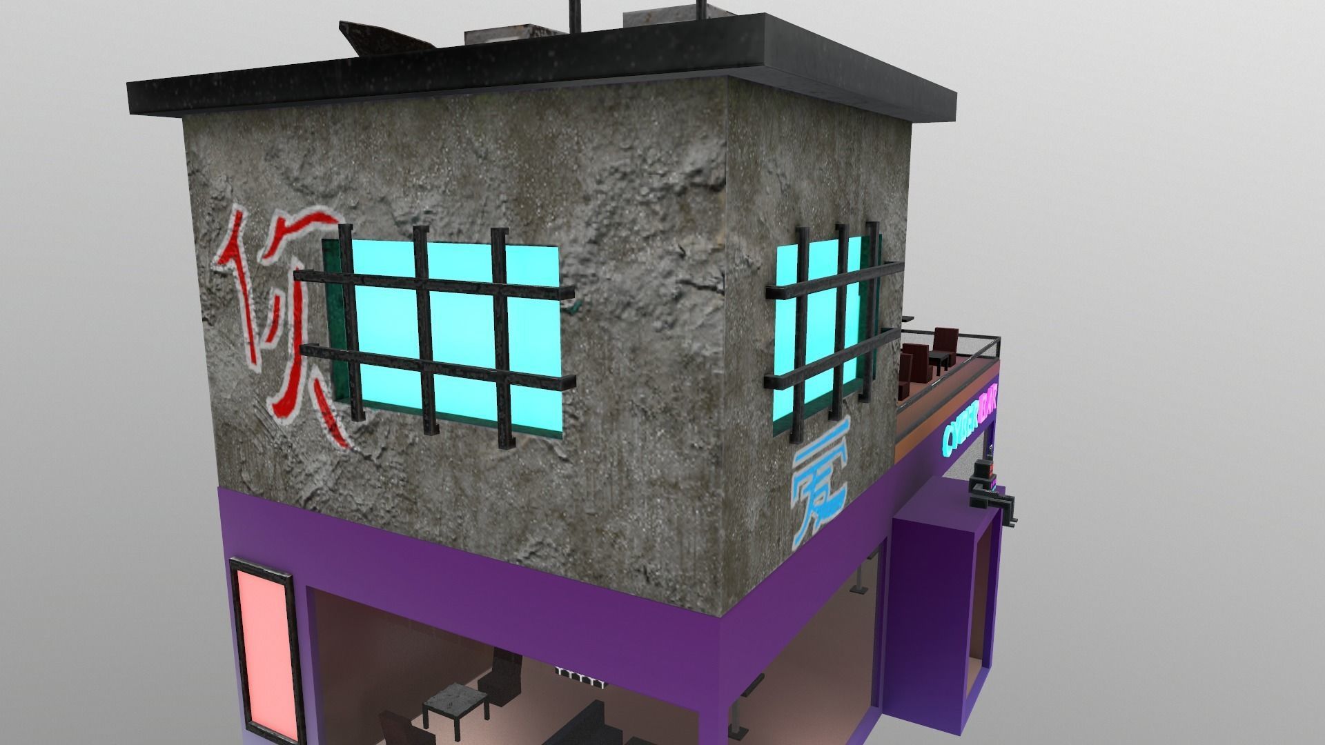 Cyberpunk City - Building 10 Low-poly 3D model_15