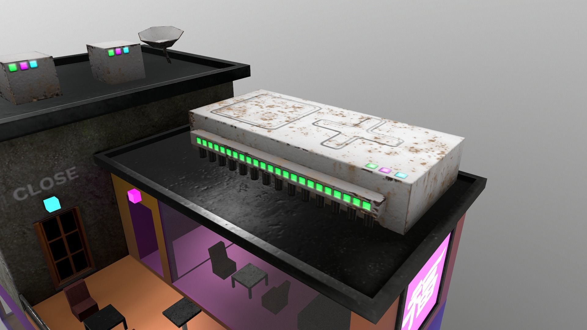 Cyberpunk City - Building 10 Low-poly 3D model_11