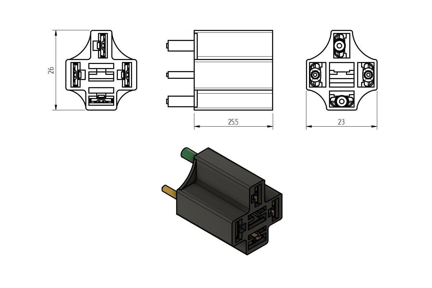 Relay JD1912 12V 40A with connector 3D print model_13
