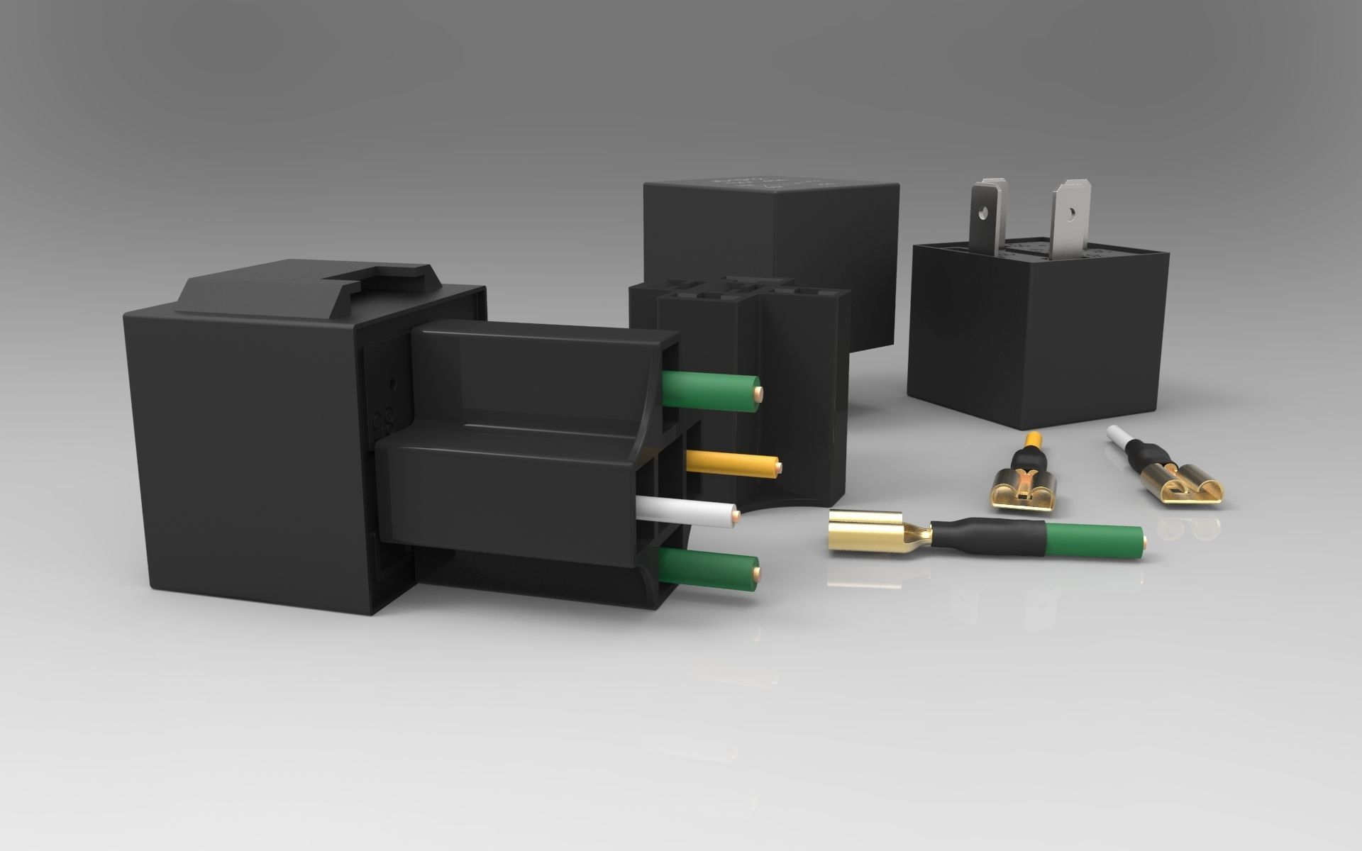 Relay JD1912 12V 40A with connector 3D print model_7