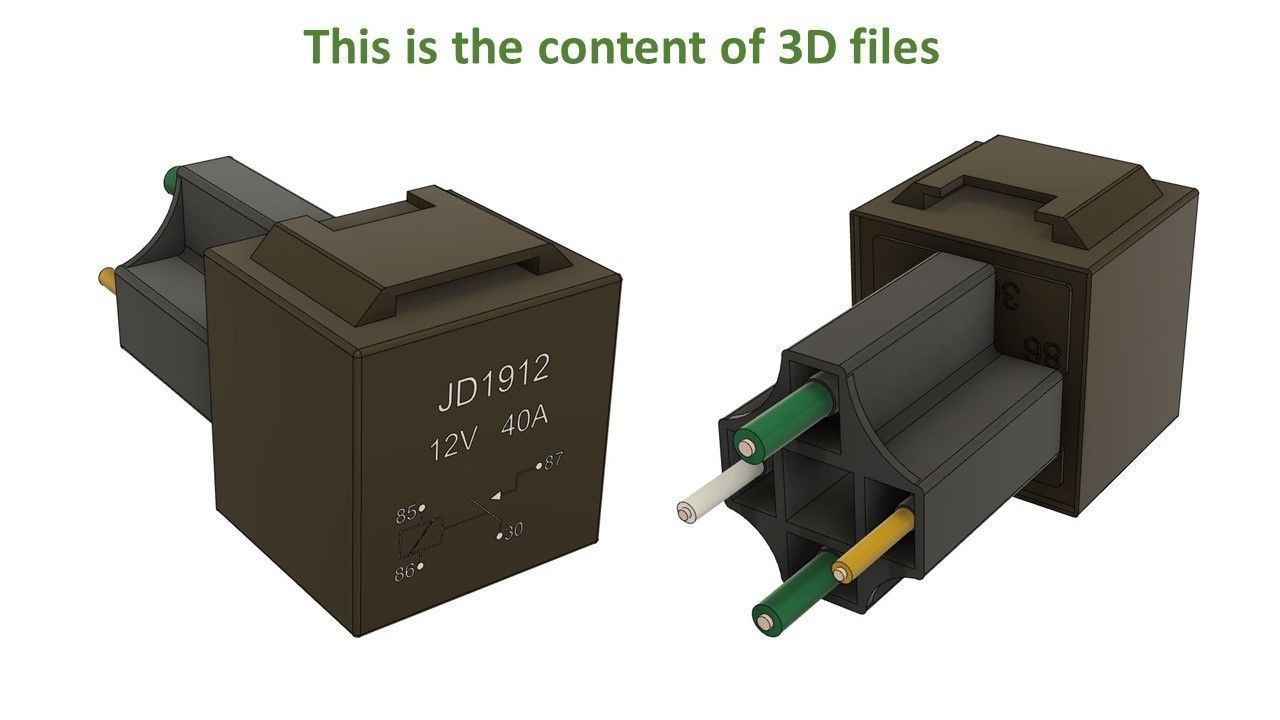 Relay JD1912 12V 40A with connector 3D print model_19
