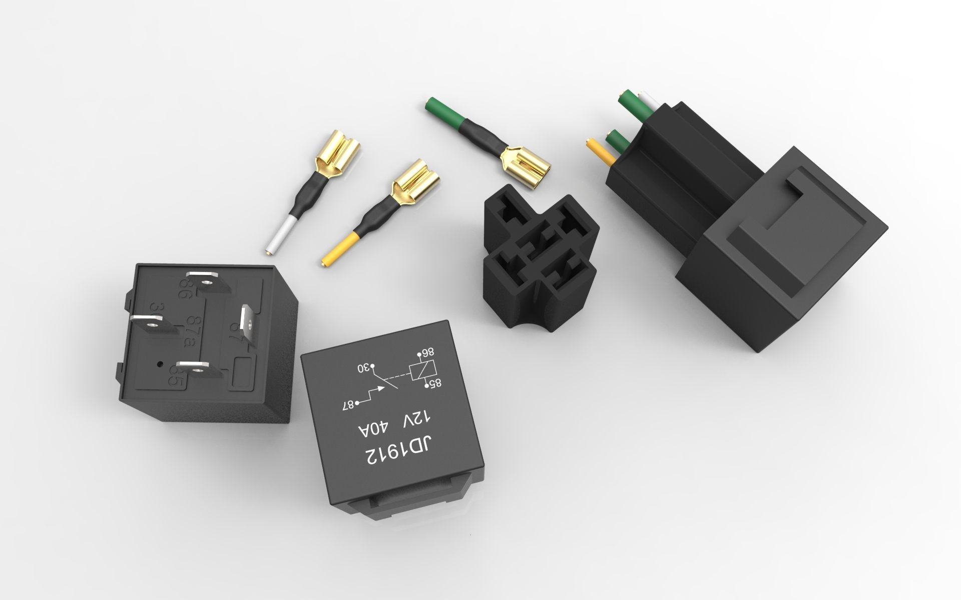 Relay JD1912 12V 40A with connector 3D print model_4