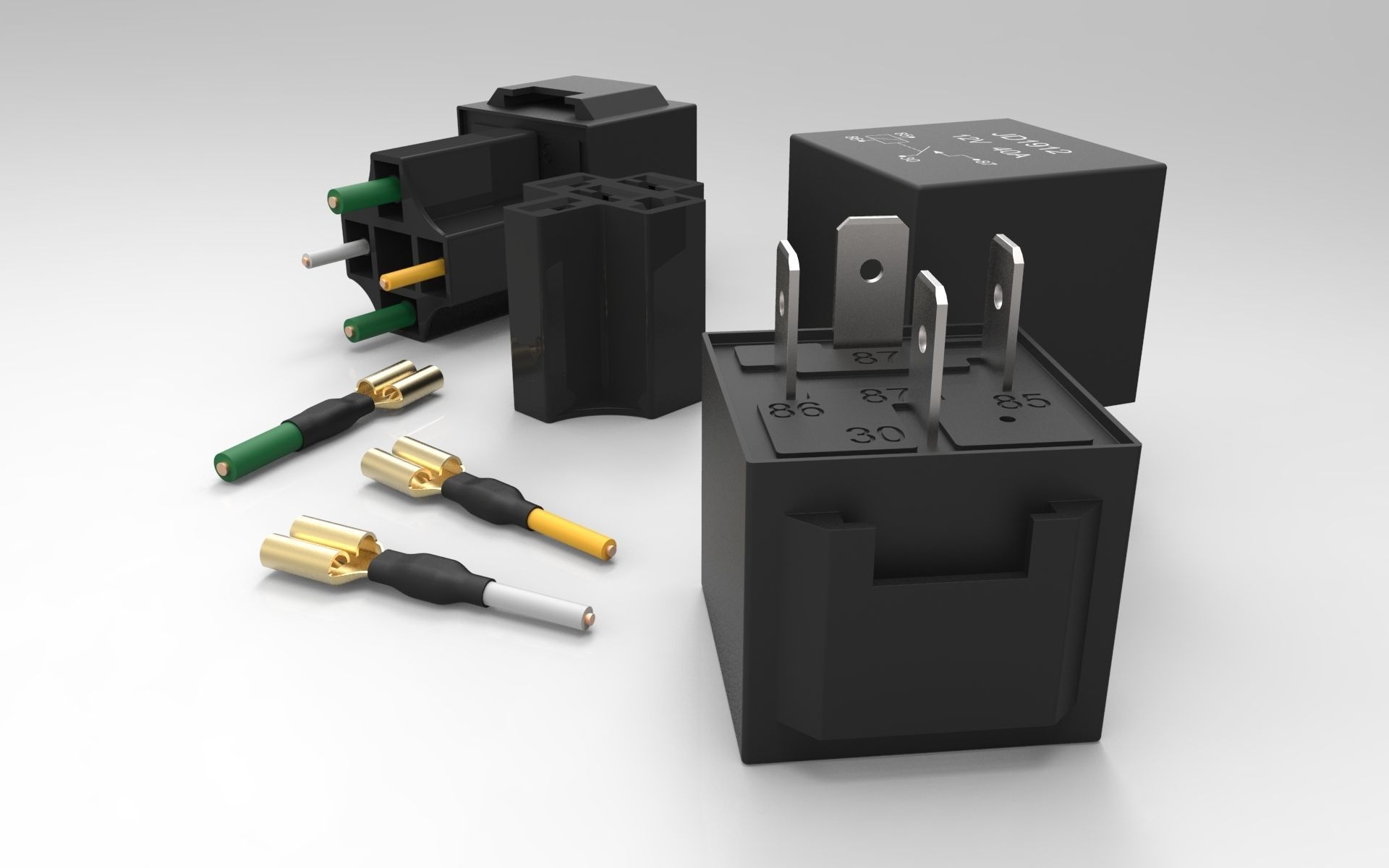 Relay JD1912 12V 40A with connector 3D print model_2