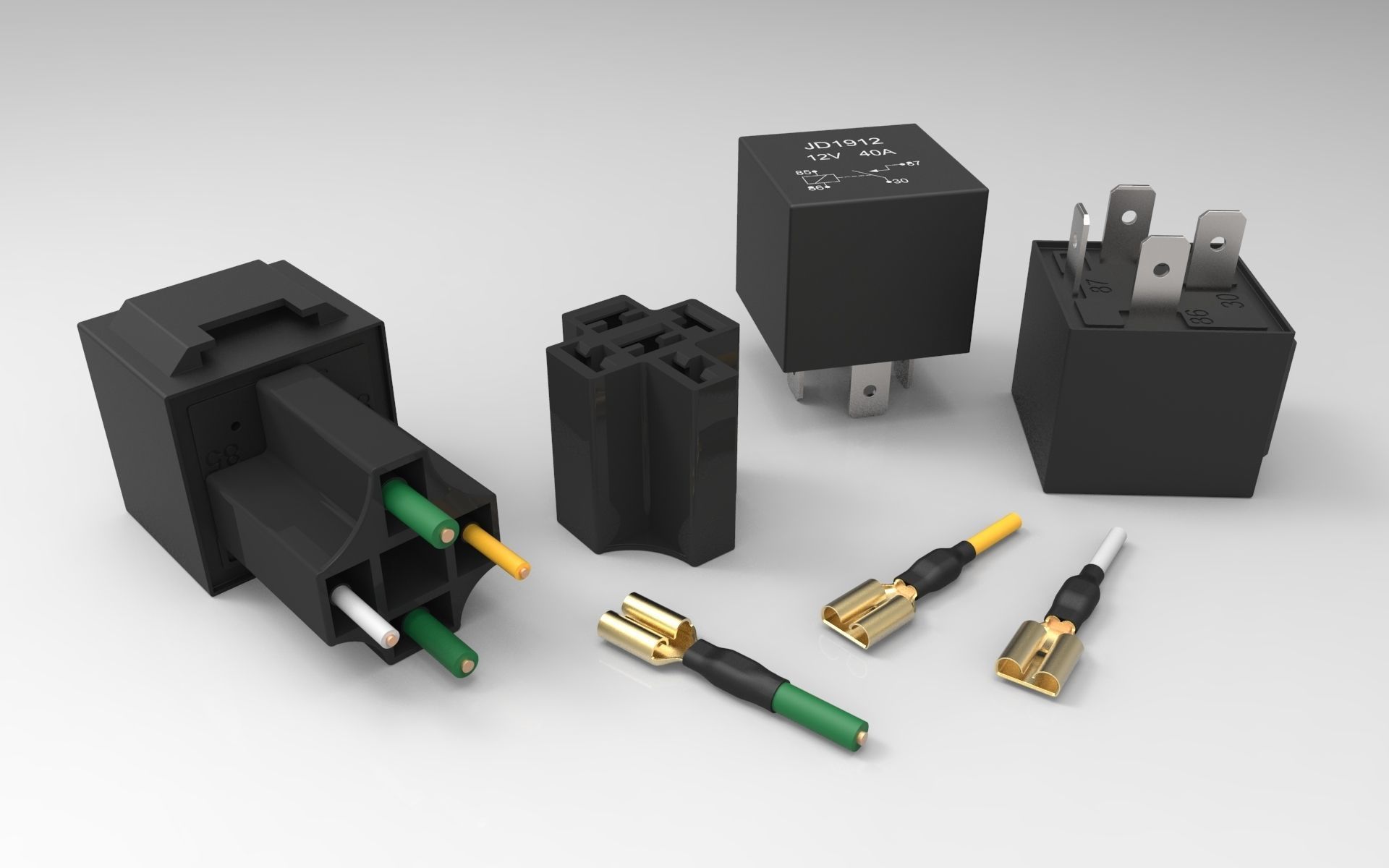 Relay JD1912 12V 40A with connector 3D print model_11