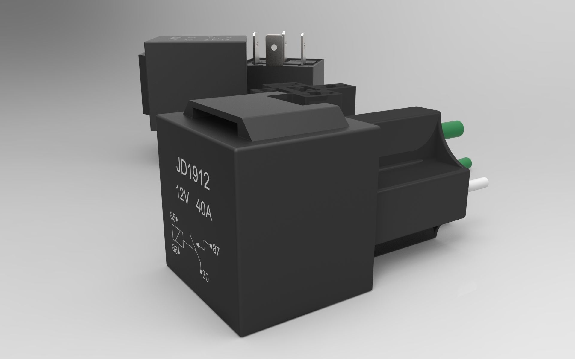 Relay JD1912 12V 40A with connector 3D print model_6
