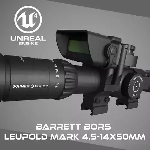 Barrett BORS with Scope Leupold Mark 4-14x50mm Low-poly 3D model
