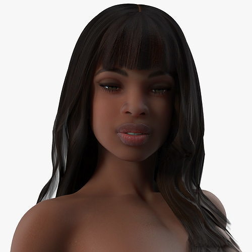 Young Woman Black Sitting Pose 3D model