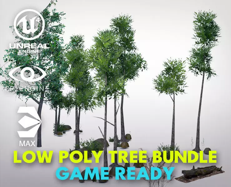 Low Poly Tree Bundle Game Ready Low-poly 3D model_0