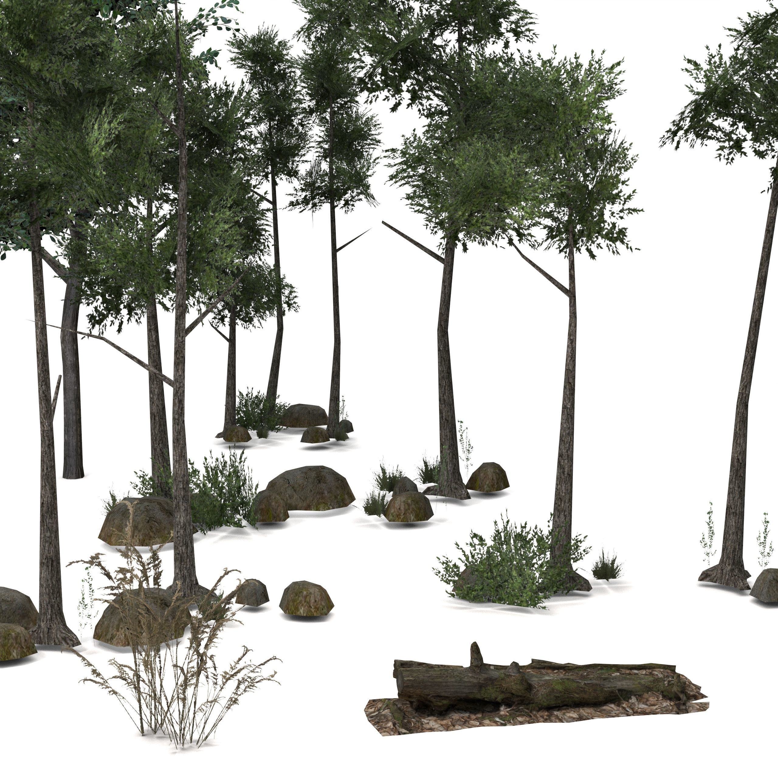 Low Poly Tree Bundle Game Ready Low-poly 3D model_6