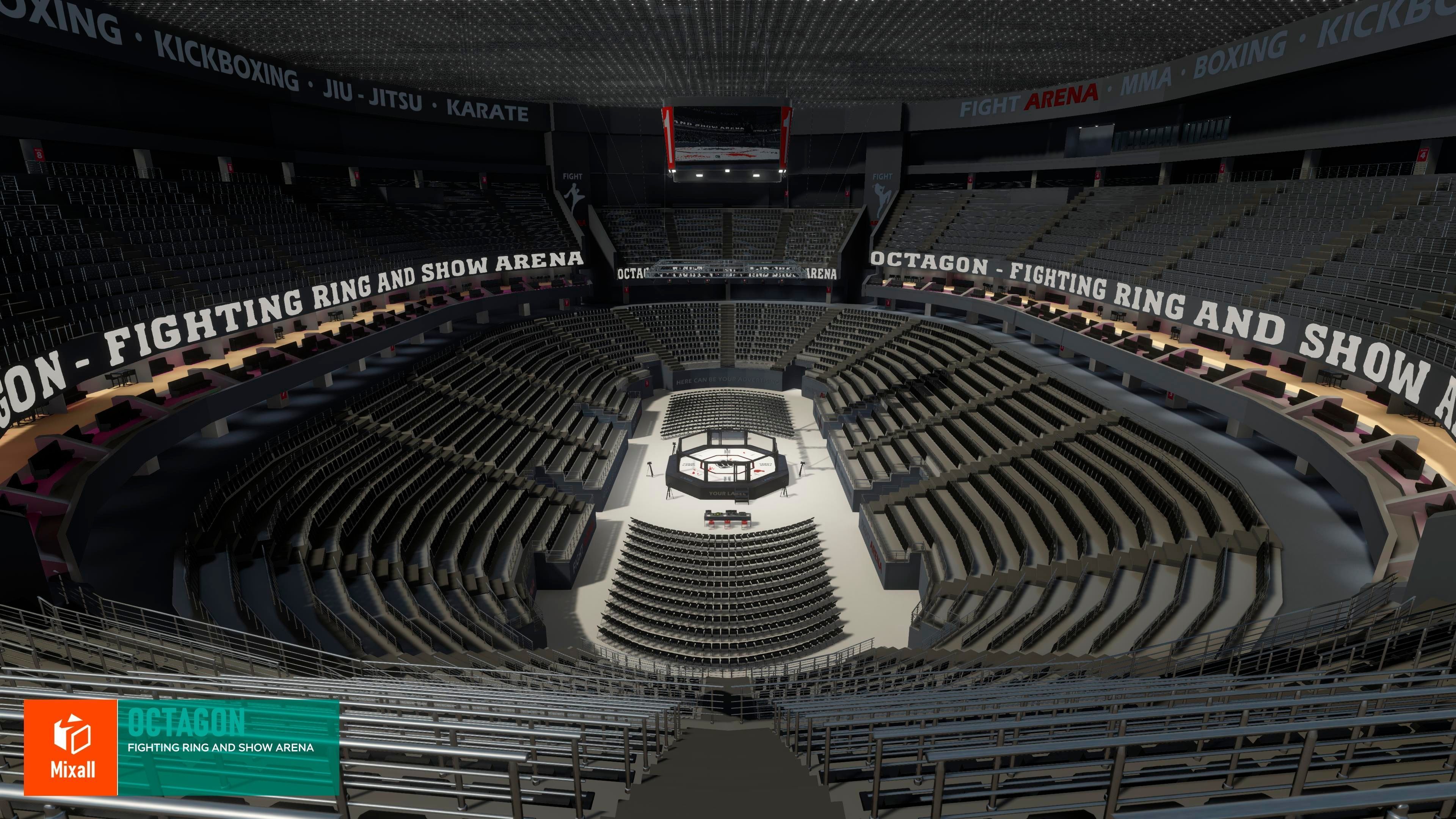 Octagon - fighting ring and show arena 3D model_13