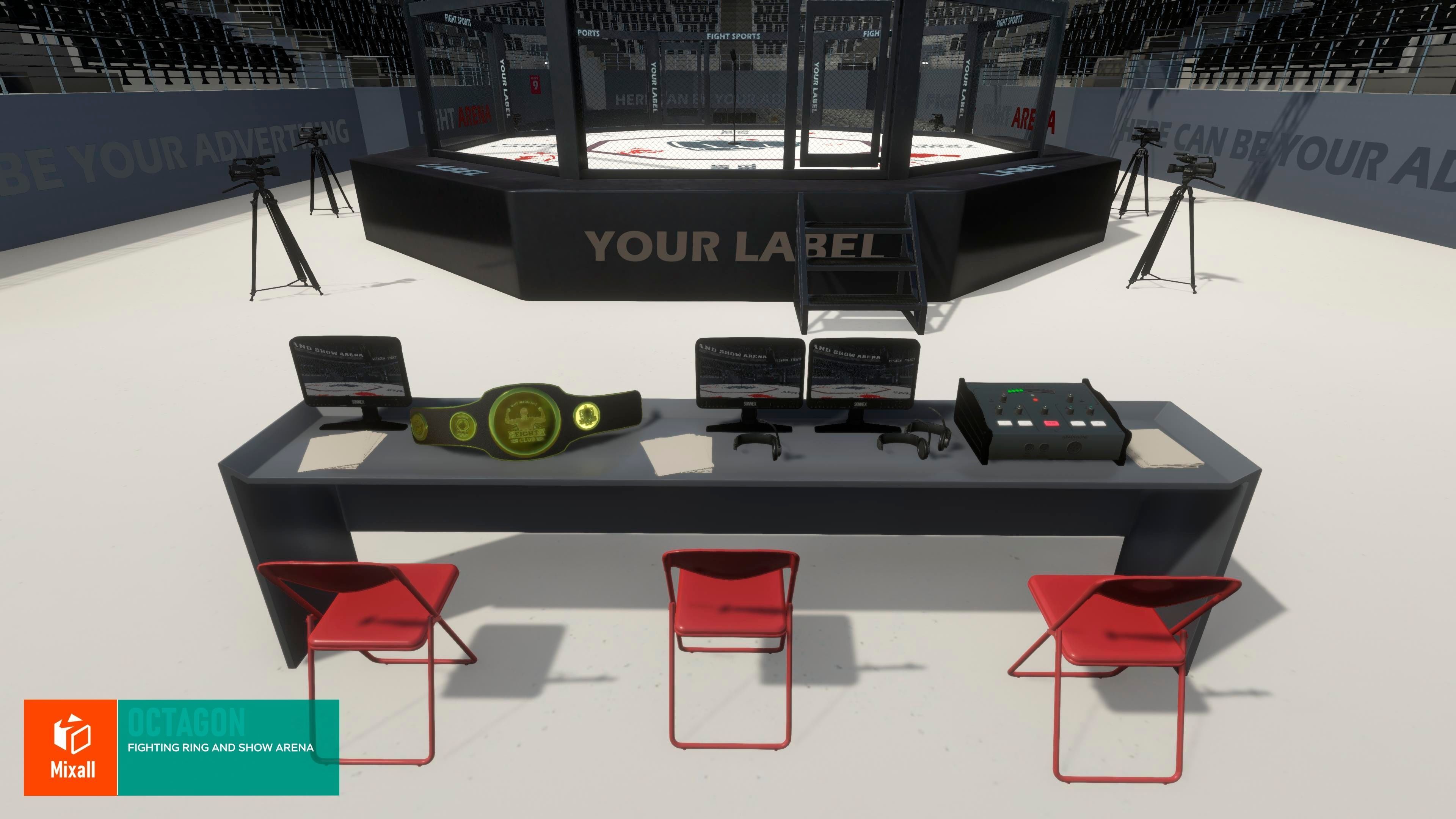 Octagon - fighting ring and show arena 3D model_2