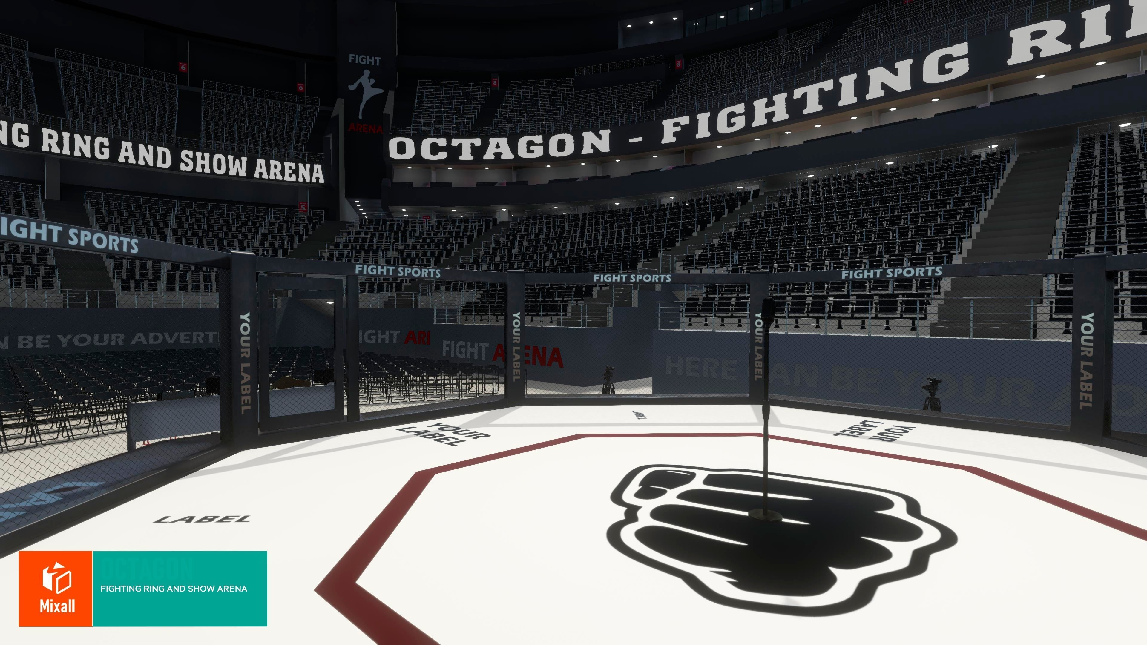 Octagon - fighting ring and show arena 3D model_14