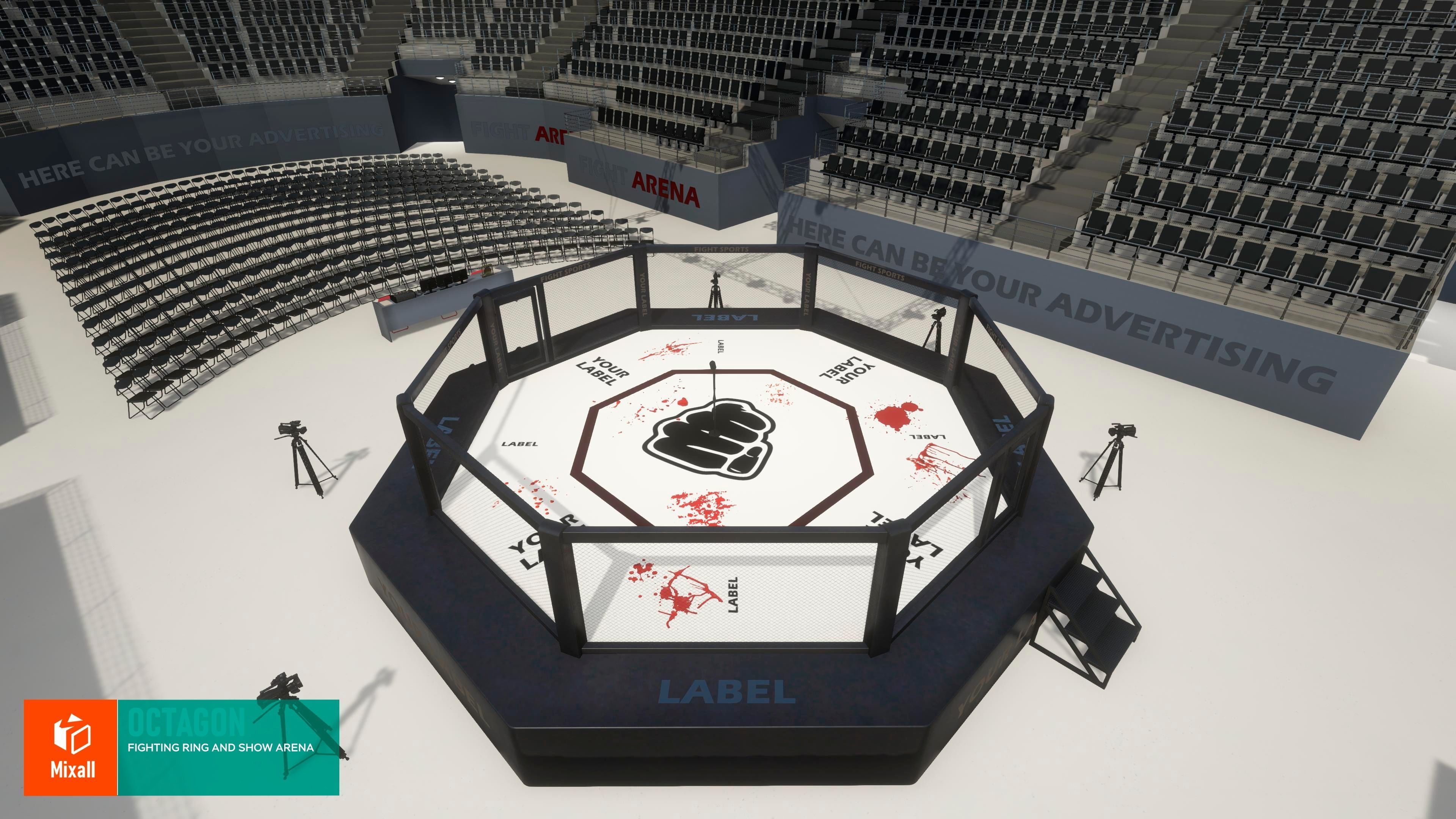 Octagon - fighting ring and show arena 3D model_10
