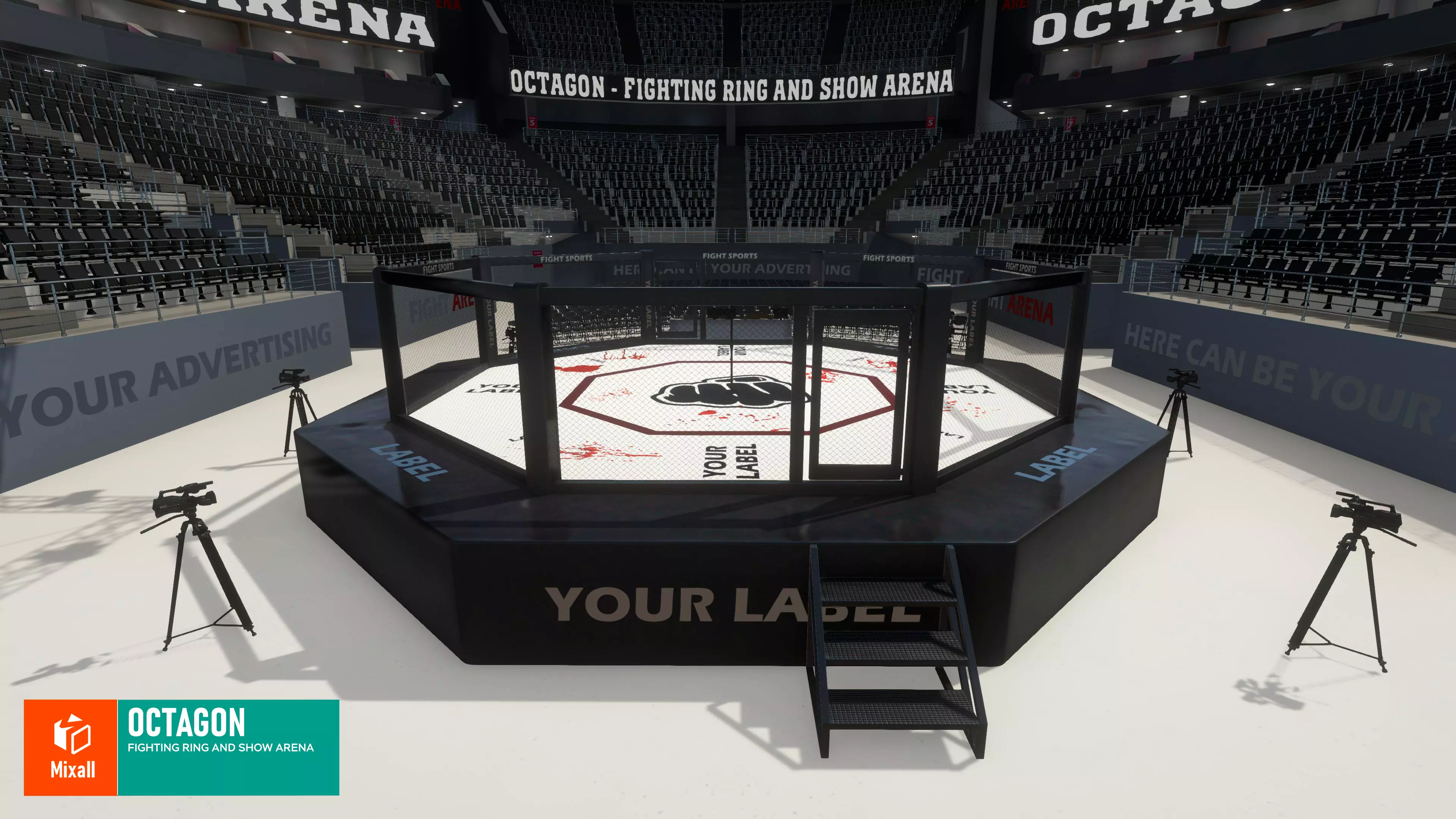 Octagon - fighting ring and show arena 3D model_0