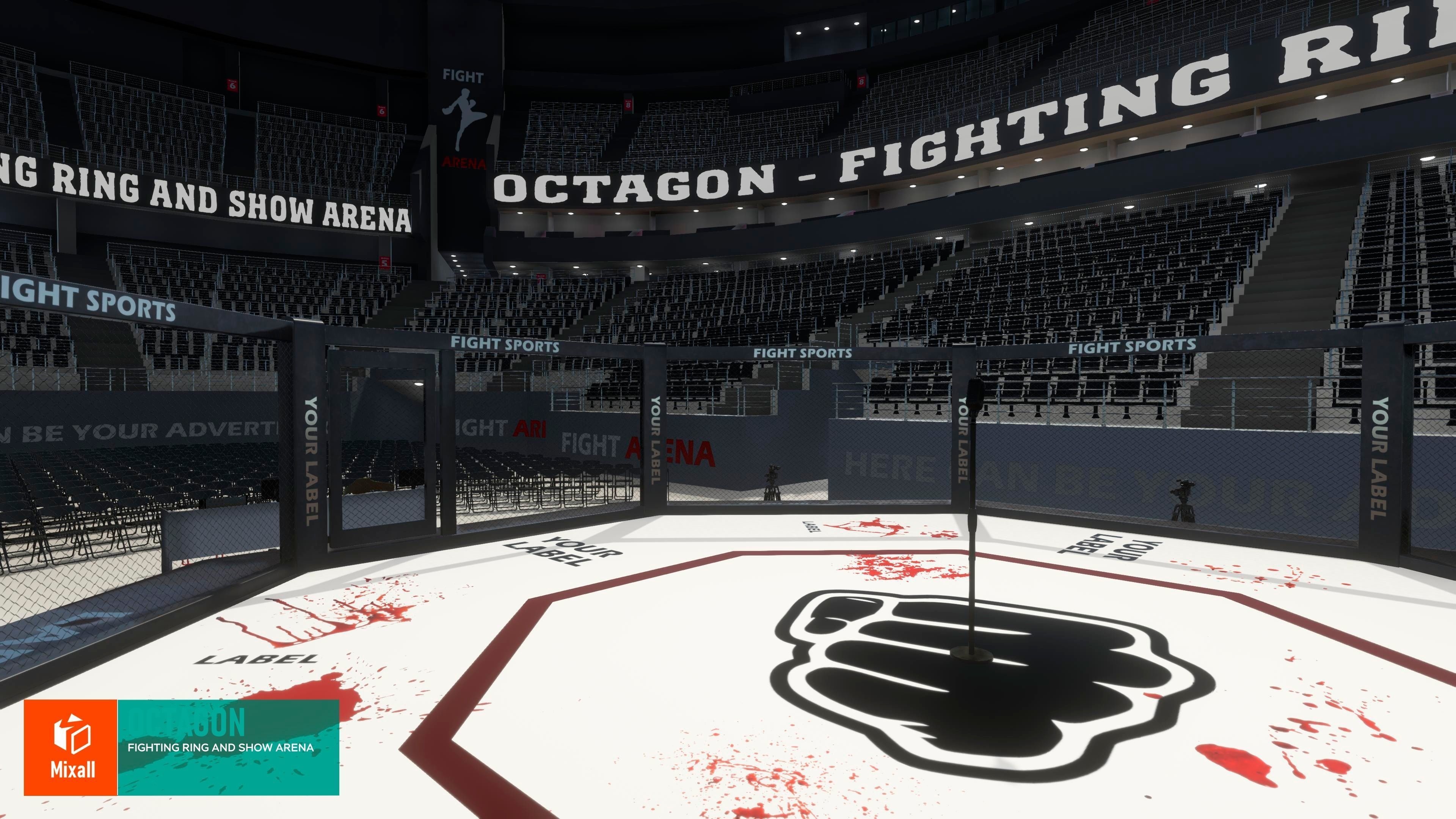 Octagon - fighting ring and show arena 3D model_3