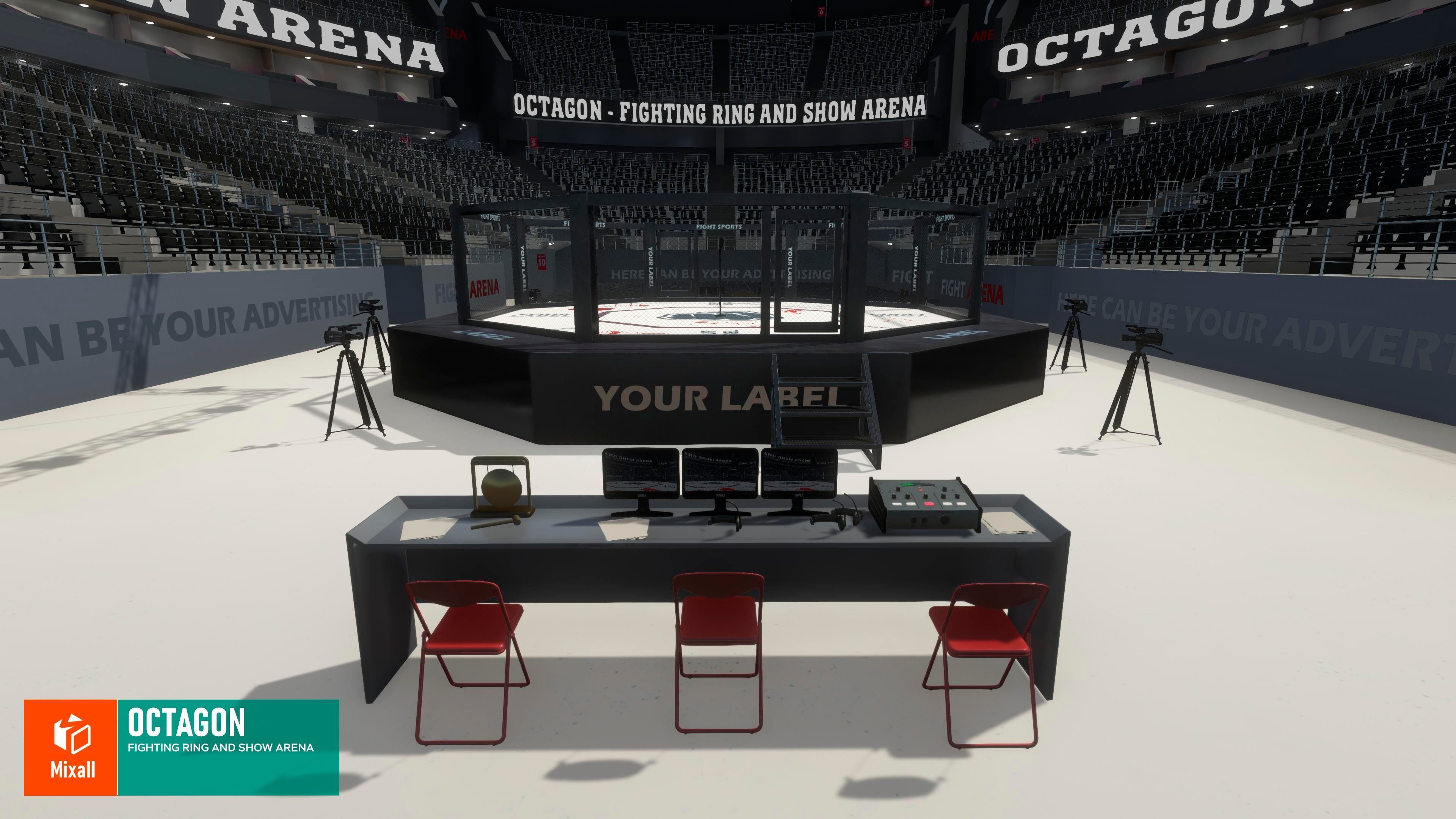 Octagon - fighting ring and show arena 3D model_7