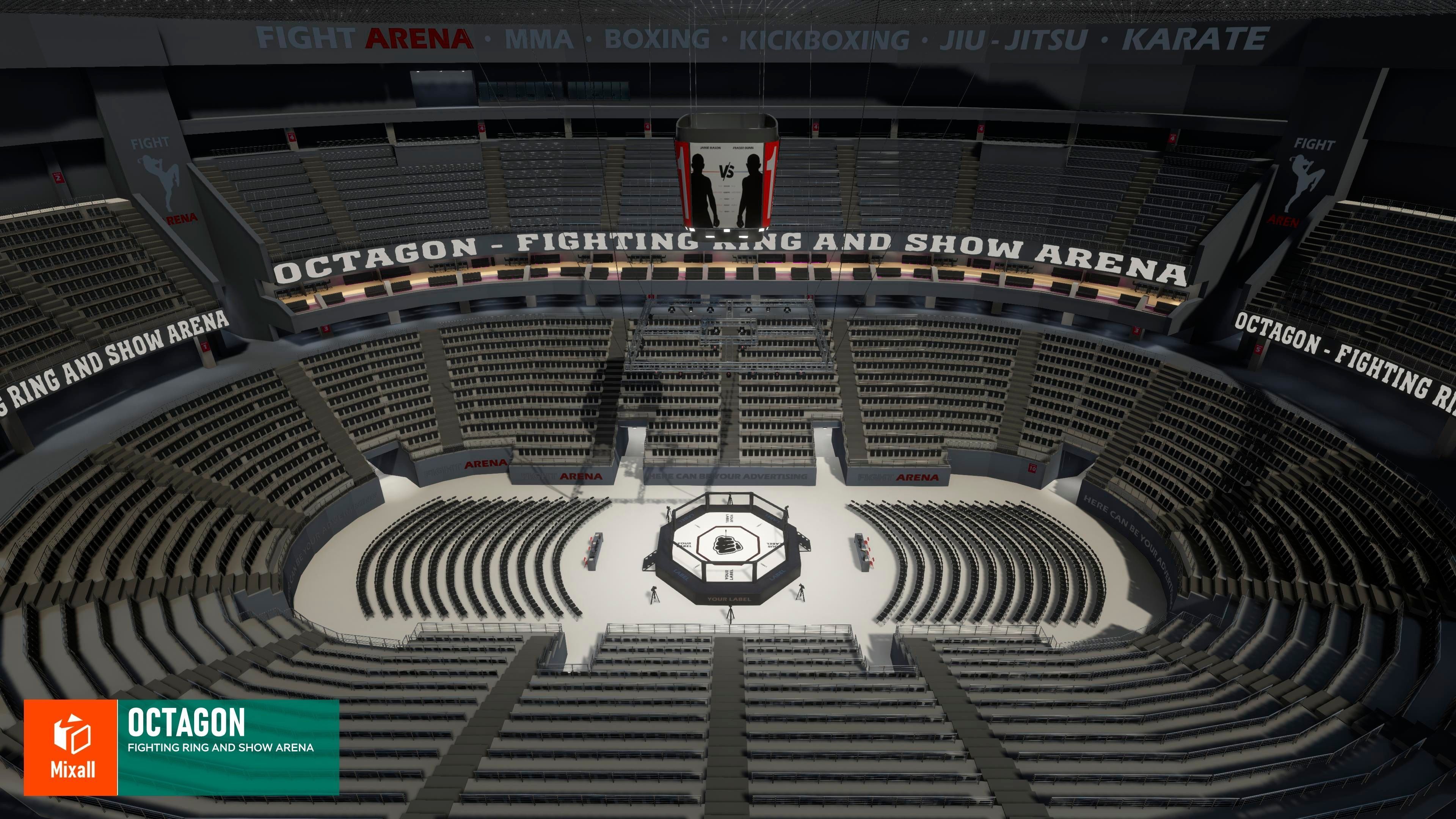 Octagon - fighting ring and show arena 3D model_15