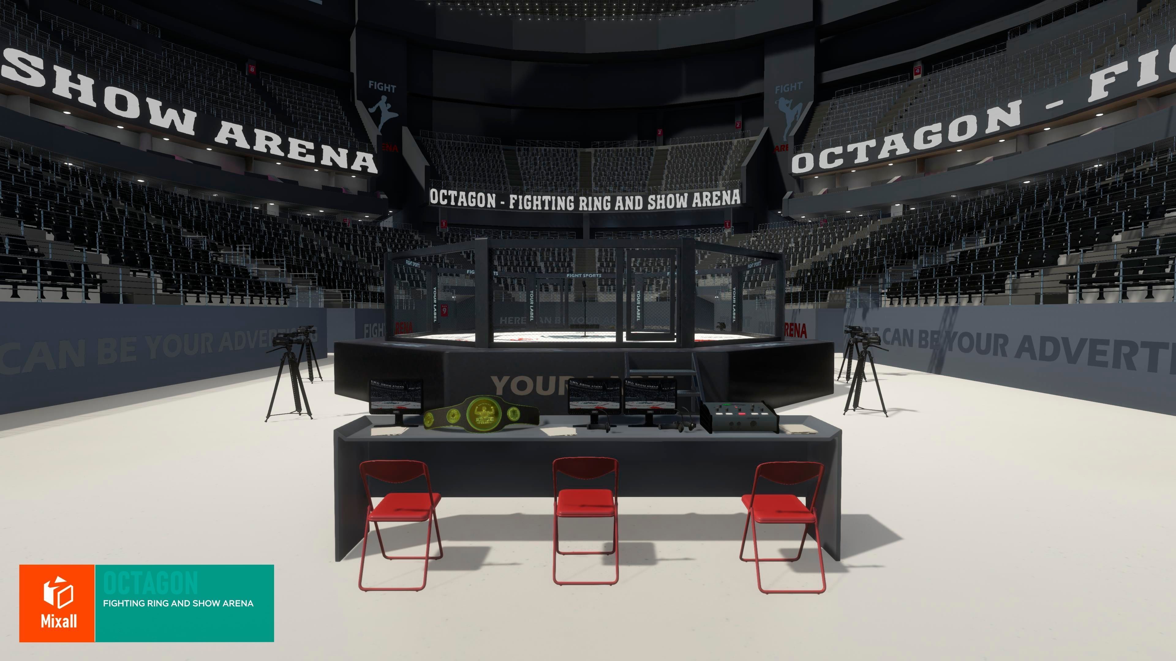 Octagon - fighting ring and show arena 3D model_1