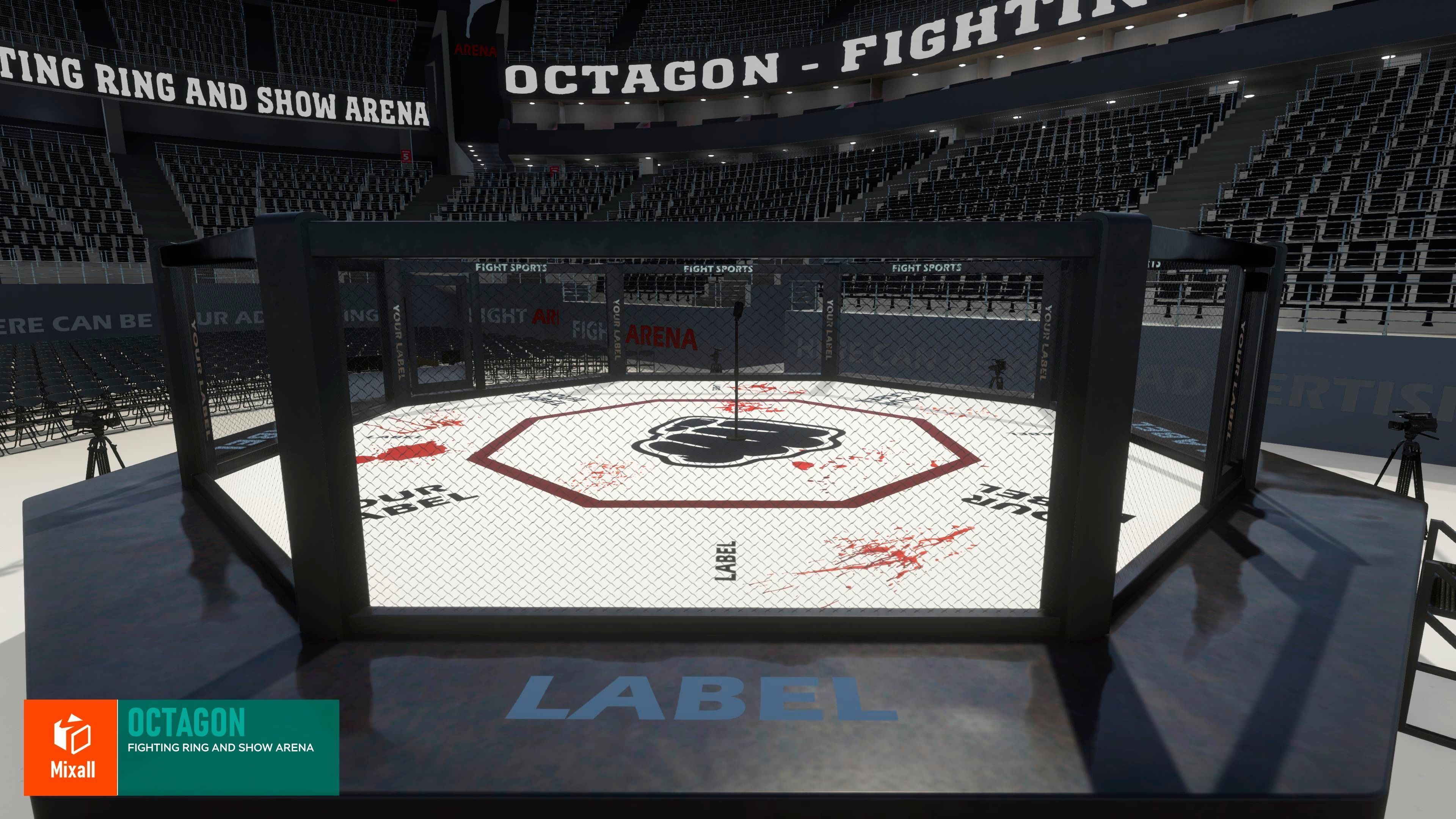 Octagon - fighting ring and show arena 3D model_9
