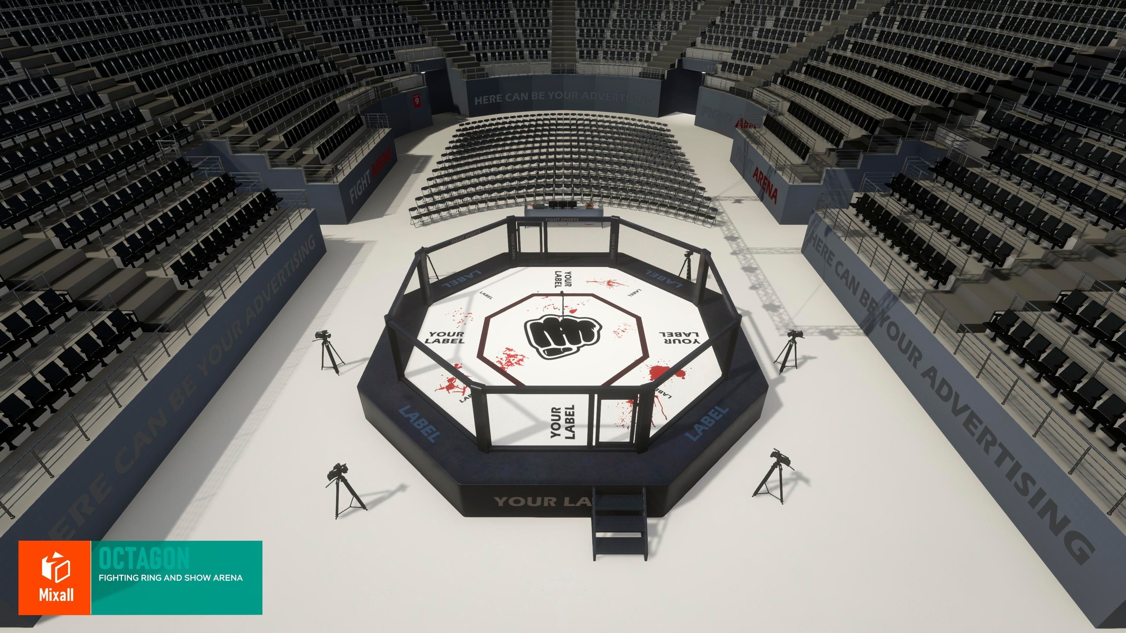 Octagon - fighting ring and show arena 3D model_8