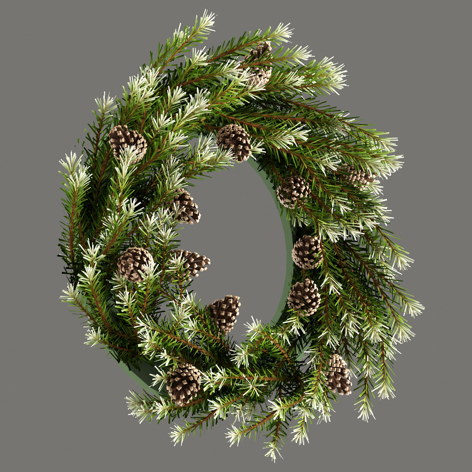 Christmas wreath with cones 3D model 3D model_2
