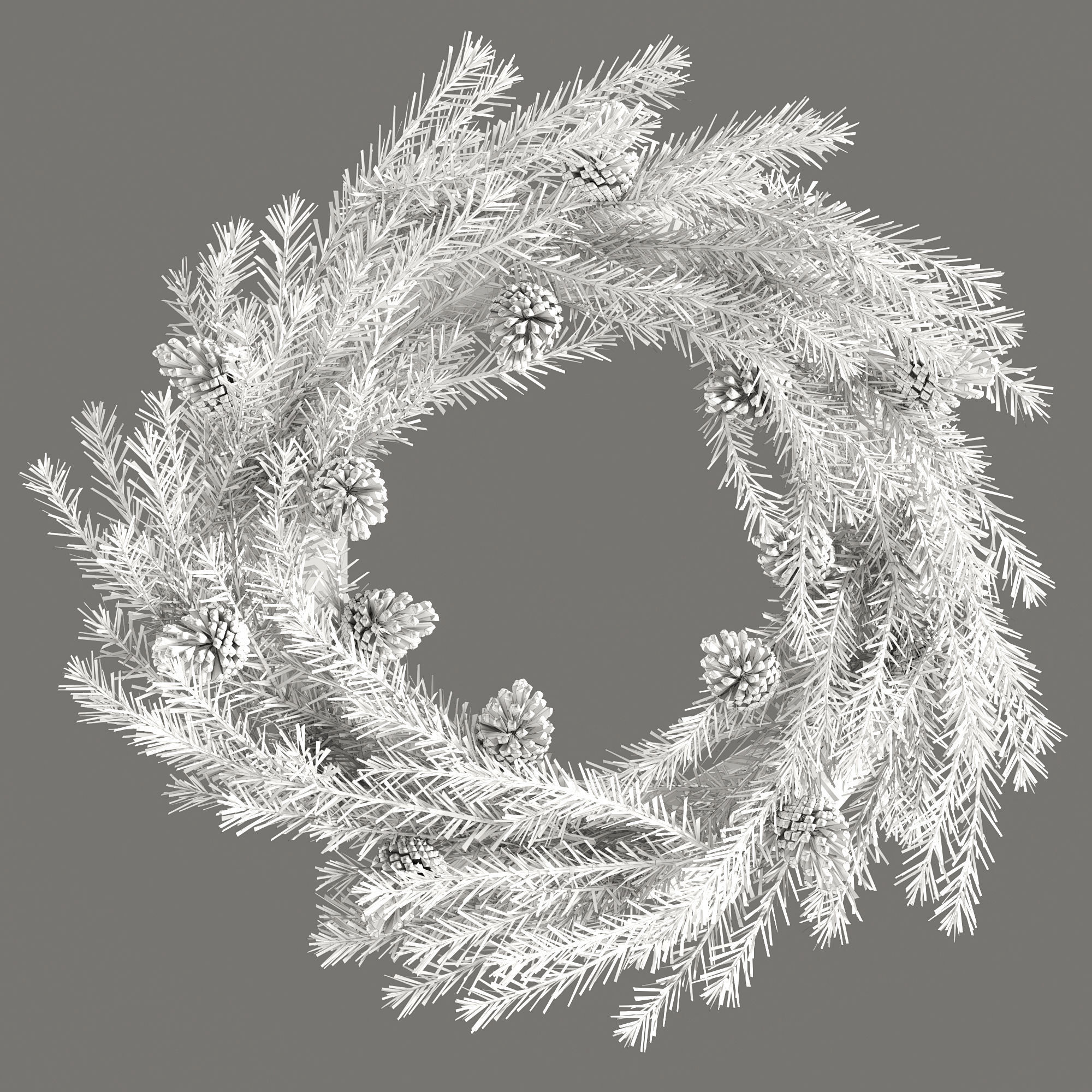 Christmas wreath with cones 3D model 3D model_4