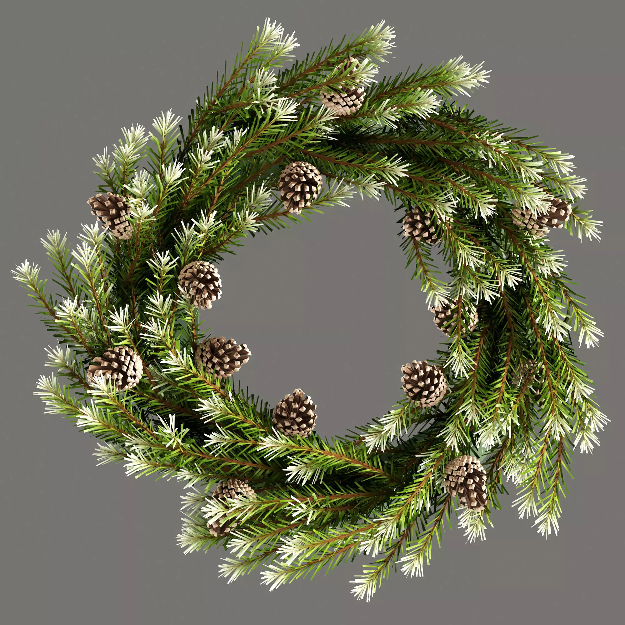 Christmas wreath with cones 3D model 3D model_0