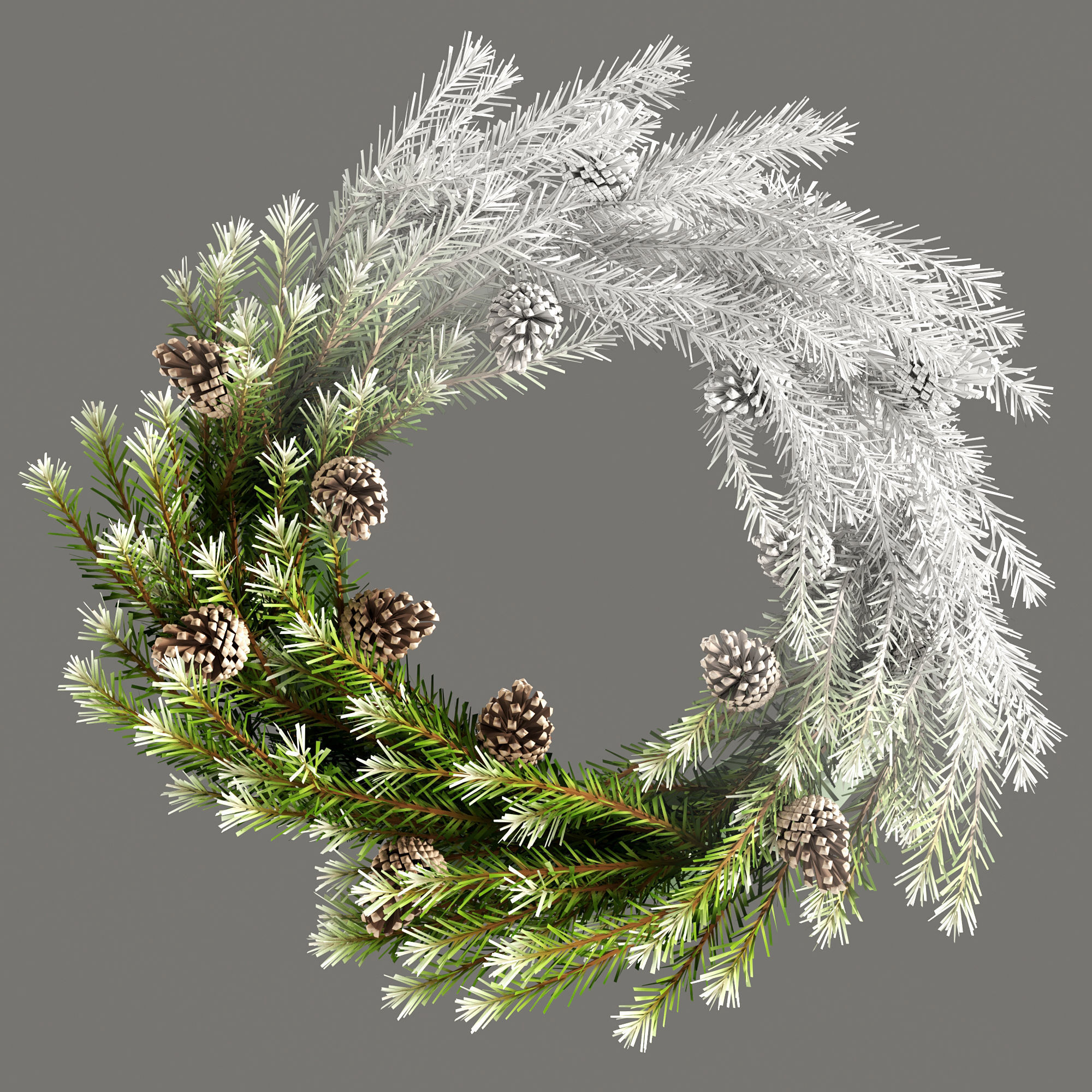 Christmas wreath with cones 3D model 3D model_5