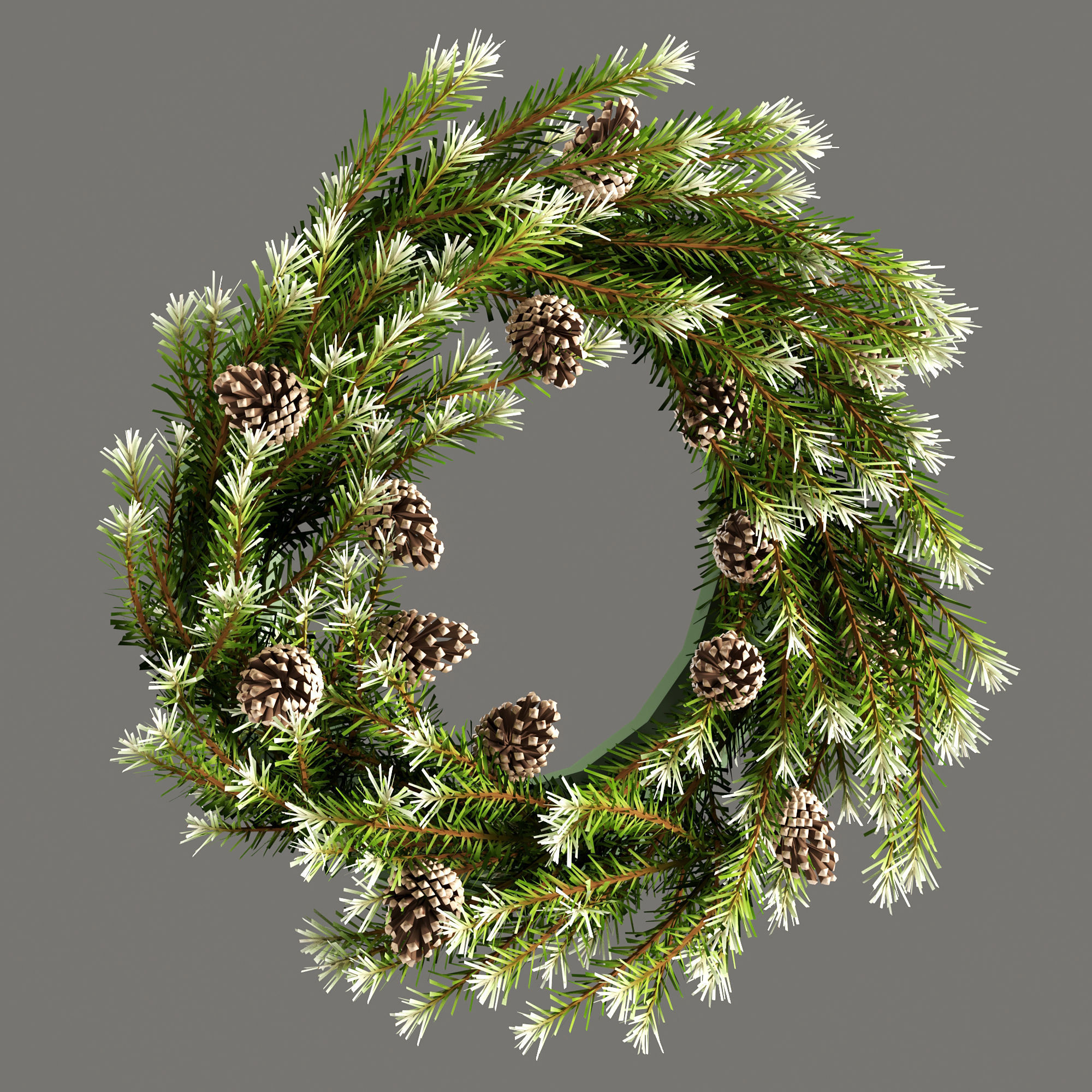 Christmas wreath with cones 3D model 3D model_3