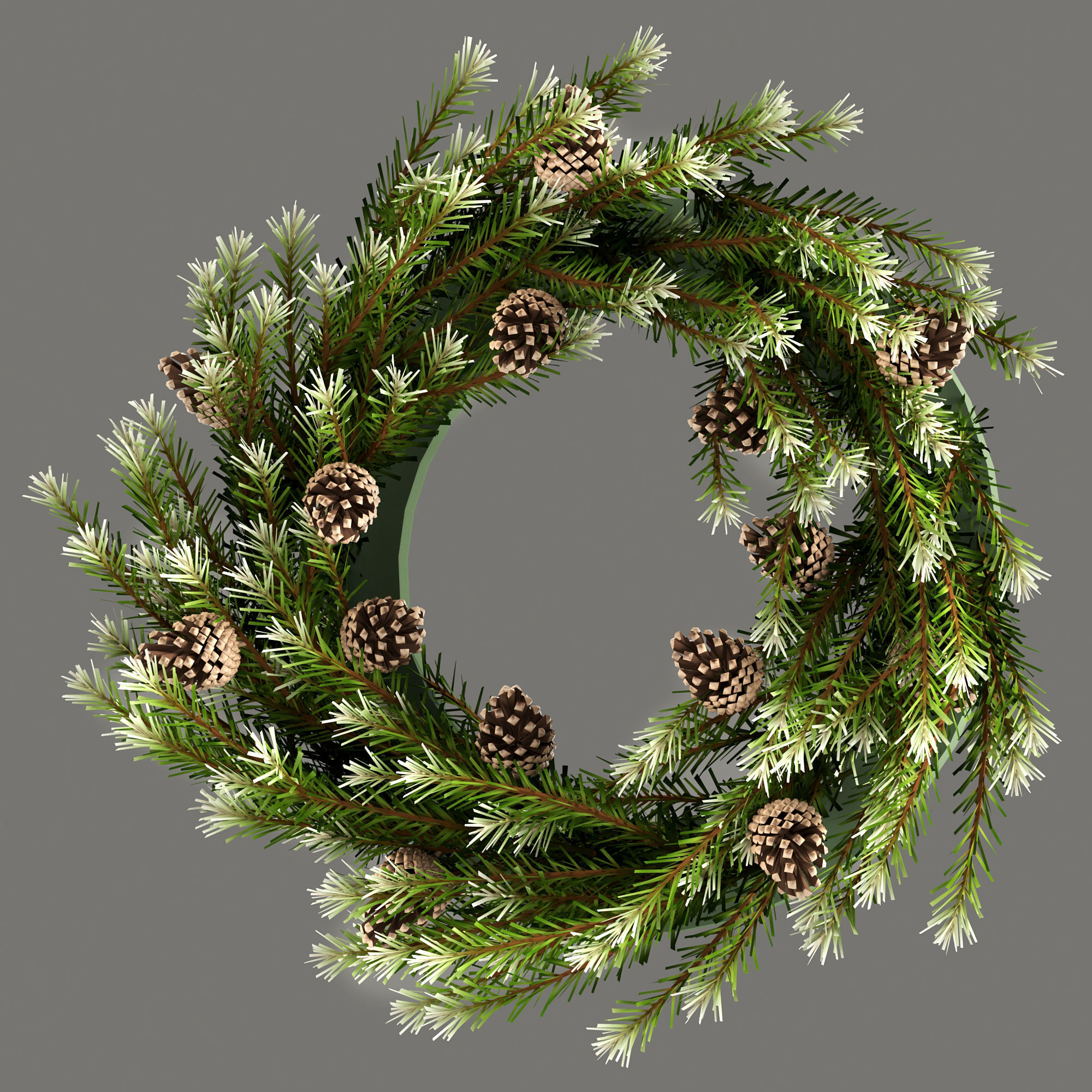Christmas wreath with cones 3D model 3D model_1