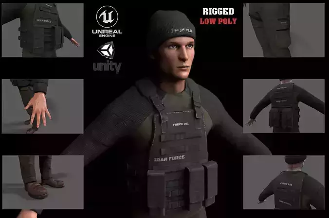 3D CHARECTER SOLDIER PERSIAN MAN