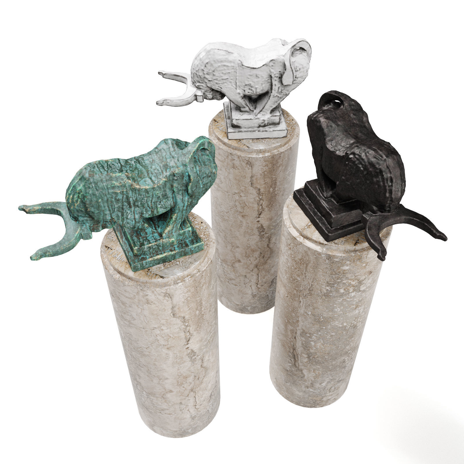 Bull minimalism sculpture 3D model_1