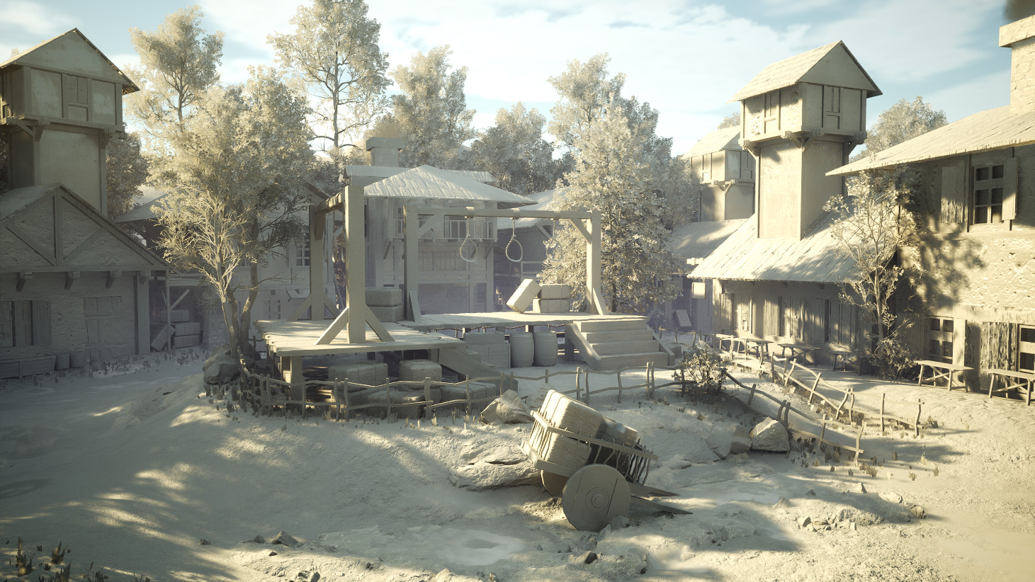 Game ready Medieval Village Low-poly 3D model_17