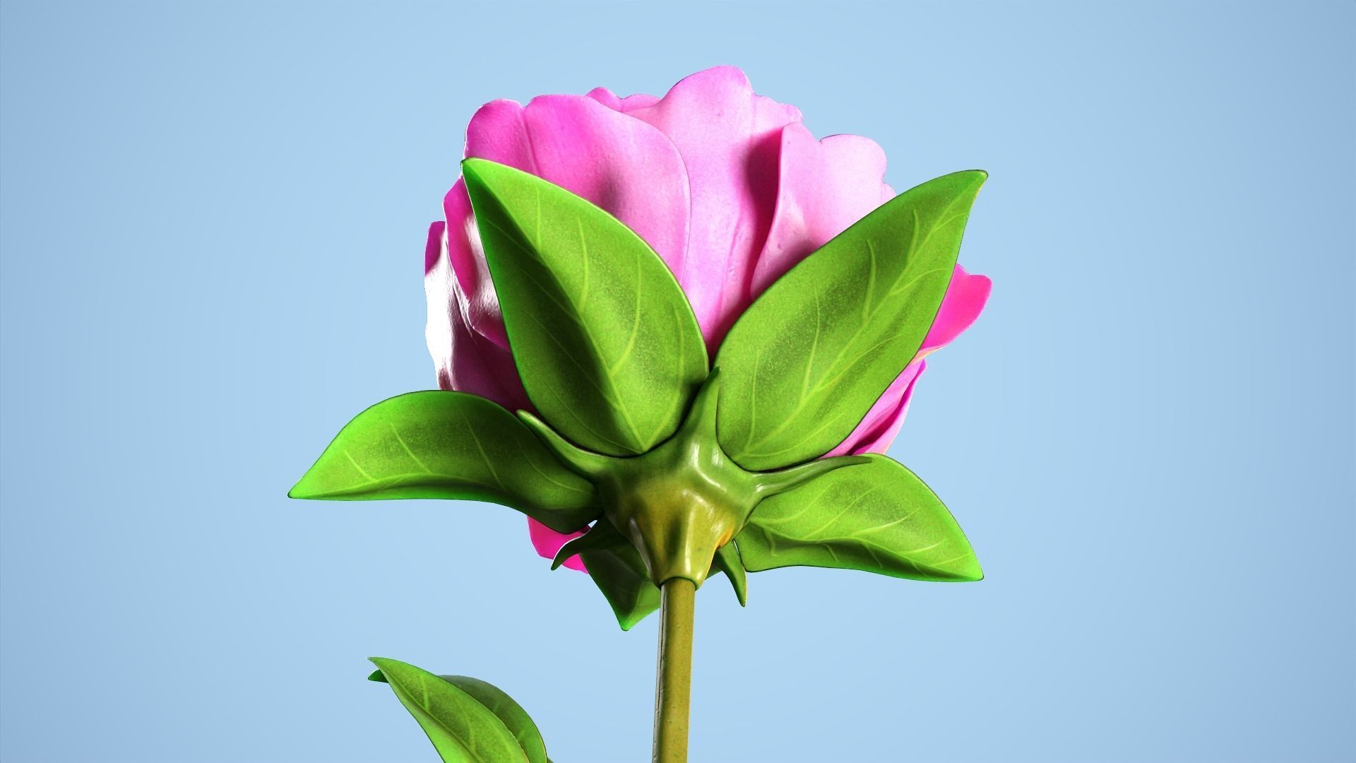 Peony flower Low-poly 3D model_3