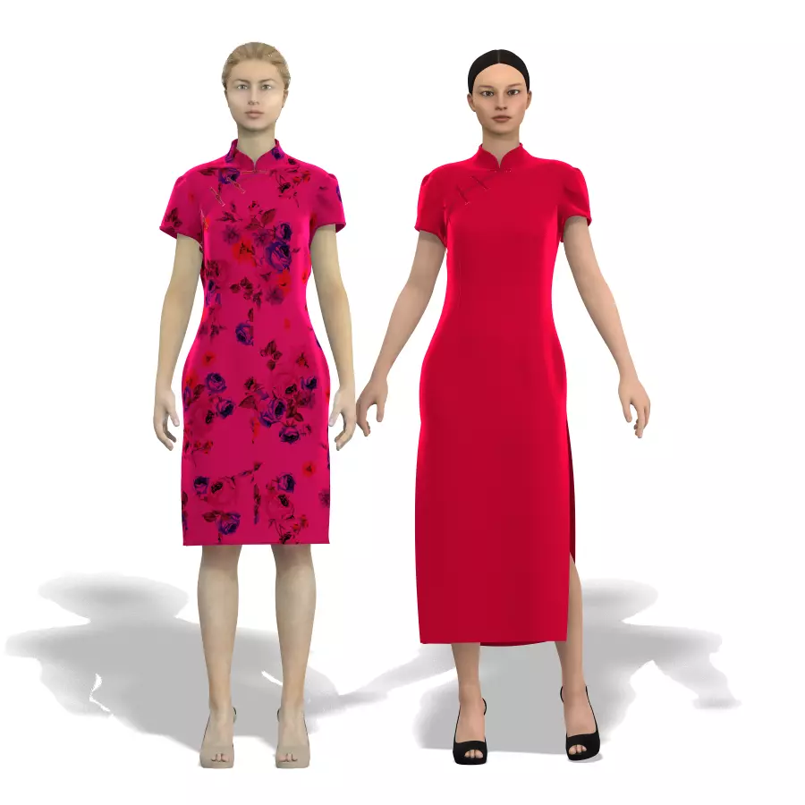 Chinese cheongsam Japanese and Korean clothing 3D model