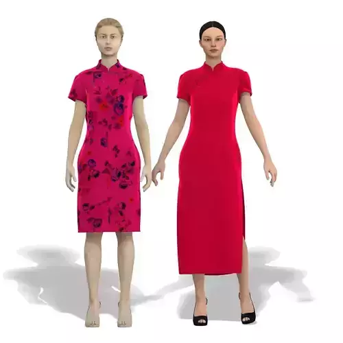 Chinese cheongsam     Japanese and Korean clothing 3D model