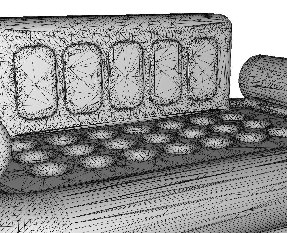 Classic Fabric Sofa Low-poly 3D model_6